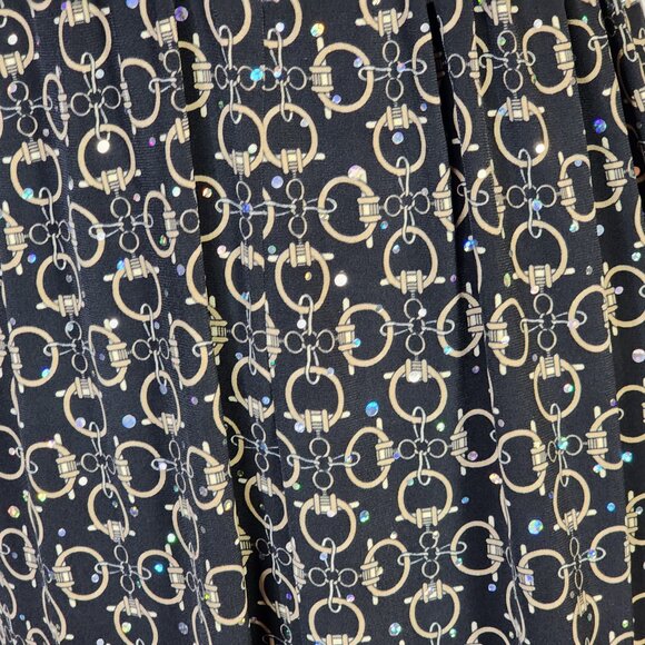 Dressbarn Black Gold Sequins Tortoise Circle Design Layer Look Poly Span Tunic S - Picture 7 of 16